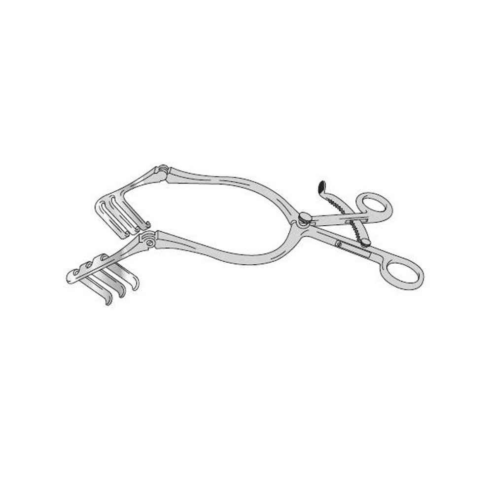 Harvey-Jackson laminectomy retractor, hinged arms, blades 38mm wide x 44mm deep